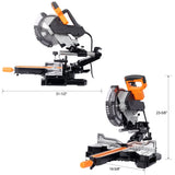 10 Inch Dual Bevel Double Speed Sliding Miter Saw with LED 48T Blade and Extension Table, 3.5x13 Inch Cutting Capacity - Fab Heavy Parts