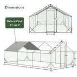 10' L x 20' W x 6.56' H Large Walk - in Metal Chicken Coop Galvanized Wire with Waterproof and Anti - Ultraviolet Cover - Fab Heavy Parts