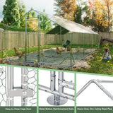 10' L x 26 W x 6.56' H Large Metal Walk - in Chicken Coop Galvanized Wire with Waterproof and Anti - Ultraviolet Cover - Fab Heavy Parts