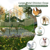 10' L x 26 W x 6.56' H Large Metal Walk - in Chicken Coop Galvanized Wire with Waterproof and Anti - Ultraviolet Cover - Fab Heavy Parts