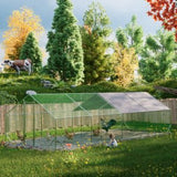 10' L x 26 W x 6.56' H Large Metal Walk - in Chicken Coop Galvanized Wire with Waterproof and Anti - Ultraviolet Cover - Fab Heavy Parts