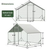 10' L x 6.6' W x 6.56' H Large Metal Walk - in Chicken Coop Galvanized Wire with Waterproof and Anti - Ultraviolet Cover - Fab Heavy Parts