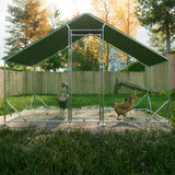 10' L x 6.6' W x 6.56' H Large Metal Walk - in Chicken Coop Galvanized Wire with Waterproof and Anti - Ultraviolet Cover - Fab Heavy Parts