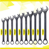 10 PCS Metric Jumbo Combination Wrench Set Extra Large Black - Oxide 34 36 38 41 42 44 45 46 48 50mm with Pouch - Fab Heavy Parts