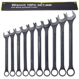 10 PCS Metric Jumbo Combination Wrench Set Extra Large Black - Oxide 34 36 38 41 42 44 45 46 48 50mm with Pouch - Fab Heavy Parts
