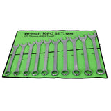 10 PCS Metric Jumbo Combination Wrench Set Extra Large, MM 34, 36, 38, 41, 42, 44, 45, 46, 48, 50mm - Chrome Plated - Fab Heavy Parts