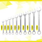 10 PCS Metric Jumbo Combination Wrench Set Extra Large, MM 34, 36, 38, 41, 42, 44, 45, 46, 48, 50mm - Chrome Plated - Fab Heavy Parts