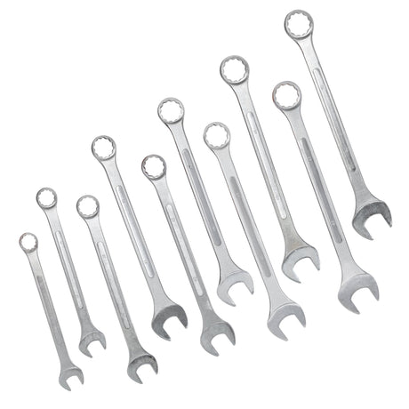10 PCS Metric Jumbo Combination Wrench Set Extra Large, MM 34, 36, 38, 41, 42, 44, 45, 46, 48, 50mm - Chrome Plated - Fab Heavy Parts