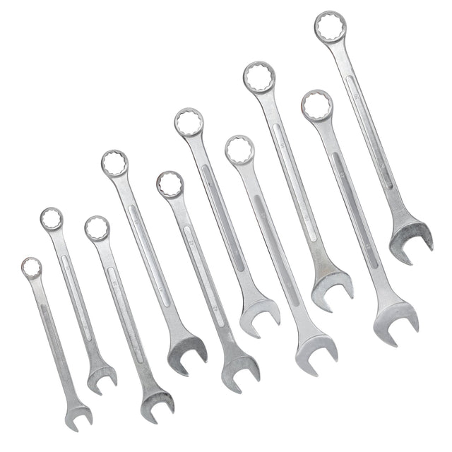 10 PCS Metric Jumbo Combination Wrench Set Extra Large, MM 34, 36, 38, 41, 42, 44, 45, 46, 48, 50mm - Chrome Plated - Fab Heavy Parts