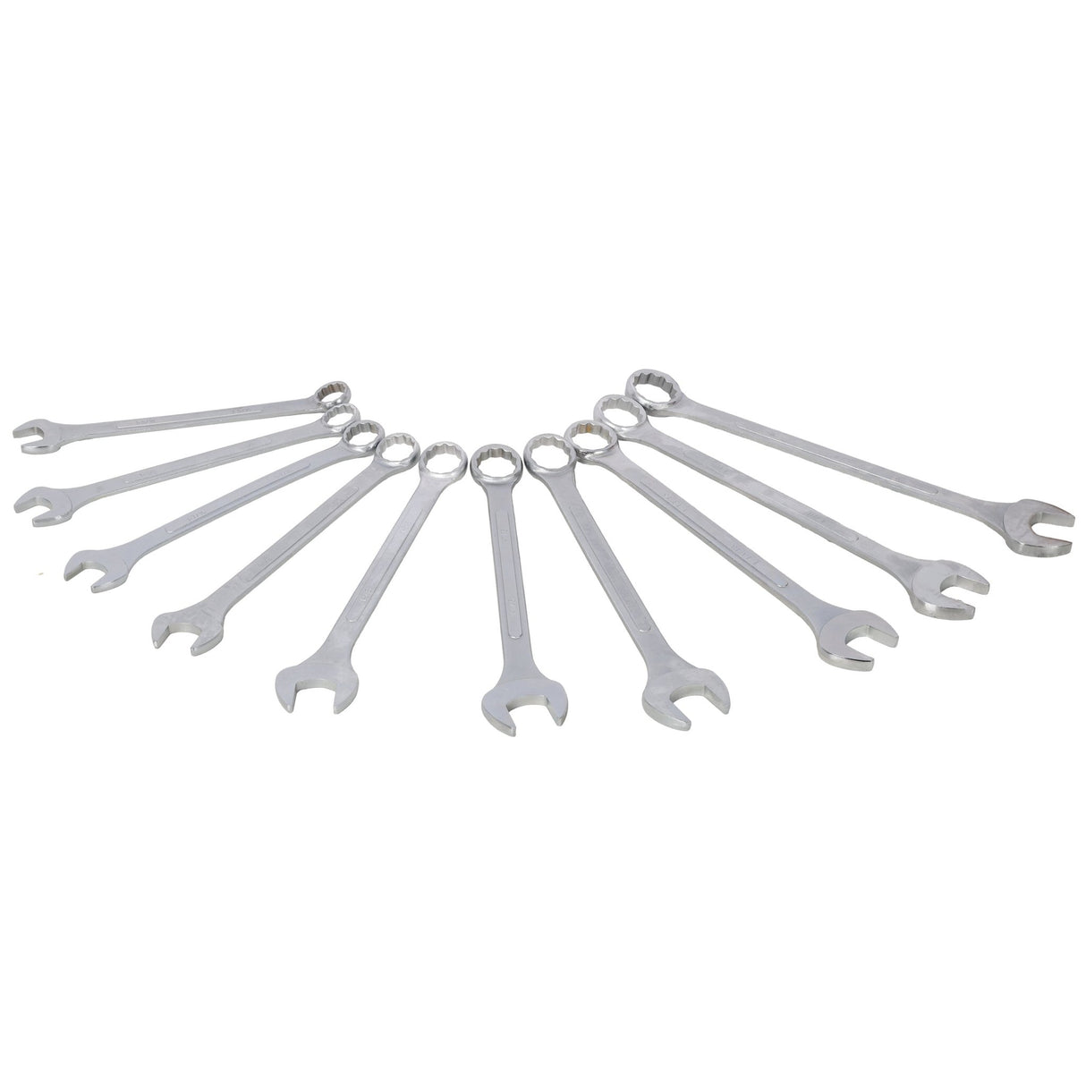 10 PCS SAE Jumbo Combination Wrench Set Extra Large, SAE 1-5/16", 1-3/8", 1-7/16", 1-1/2", 1-5/8", 1-11/16", 1-3/4", 1-13/16", 1-7/8", 2" - Chrome Plated - Fab Heavy Parts
