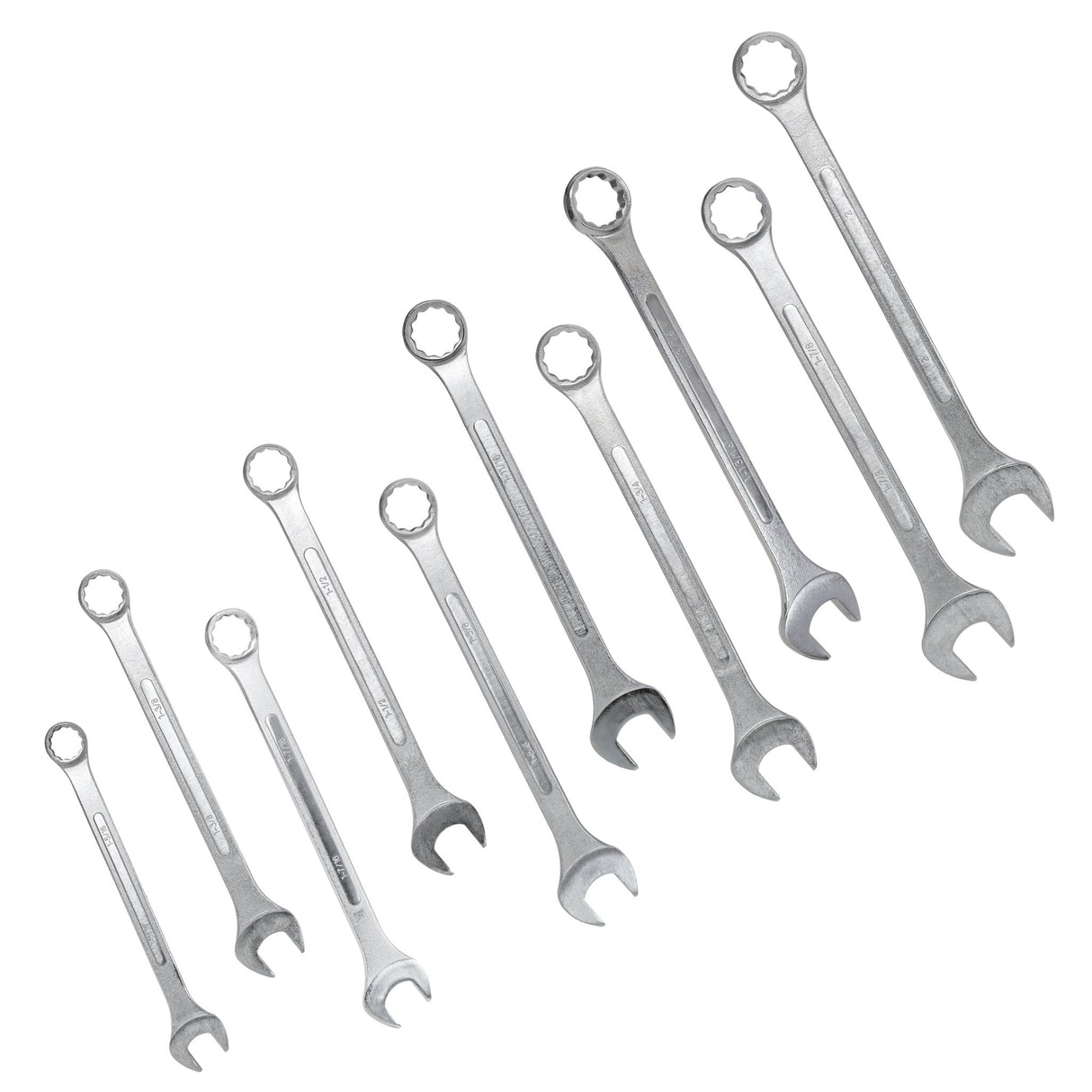 10 PCS SAE Jumbo Combination Wrench Set Extra Large, SAE 1-5/16", 1-3/8", 1-7/16", 1-1/2", 1-5/8", 1-11/16", 1-3/4", 1-13/16", 1-7/8", 2" - Chrome Plated - Fab Heavy Parts