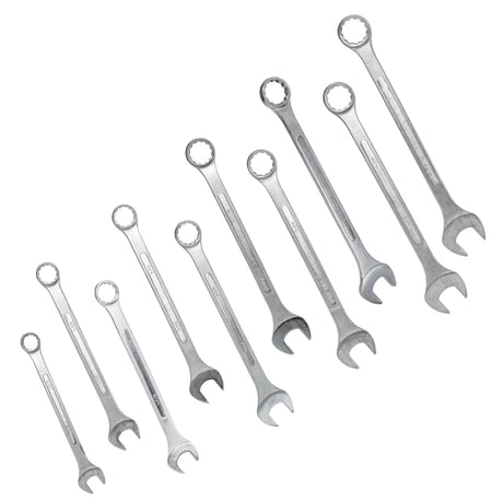 10 PCS SAE Jumbo Combination Wrench Set Extra Large, SAE 1-5/16", 1-3/8", 1-7/16", 1-1/2", 1-5/8", 1-11/16", 1-3/4", 1-13/16", 1-7/8", 2" - Chrome Plated - Fab Heavy Parts