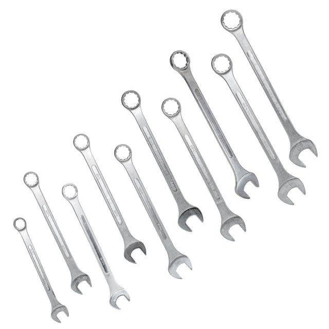 10 PCS SAE Jumbo Combination Wrench Set Extra Large, SAE 1-5/16", 1-3/8", 1-7/16", 1-1/2", 1-5/8", 1-11/16", 1-3/4", 1-13/16", 1-7/8", 2" - Chrome Plated - Fab Heavy Parts