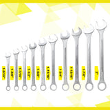 10 PCS SAE Jumbo Combination Wrench Set Extra Large, SAE 1-5/16", 1-3/8", 1-7/16", 1-1/2", 1-5/8", 1-11/16", 1-3/4", 1-13/16", 1-7/8", 2" - Chrome Plated - Fab Heavy Parts