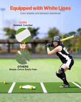 10 x 3.8 ft Indoor/Outdoor Portable Baseball Softball Hitting Mat Non - slip Rubber Bottom Batting Cage Mat with Home Plate - Green - Fab Heavy Parts