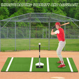 10 x 3.8 ft Indoor/Outdoor Portable Baseball Softball Hitting Mat Non - slip Rubber Bottom Batting Cage Mat with Home Plate - Green - Fab Heavy Parts