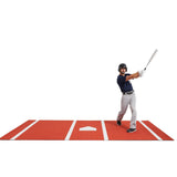 10 x 3.8 ft Indoor/Outdoor Portable Baseball Softball Hitting Mat Non - slip Rubber Bottom Batting Cage Mat with Home Plate - Red - Fab Heavy Parts