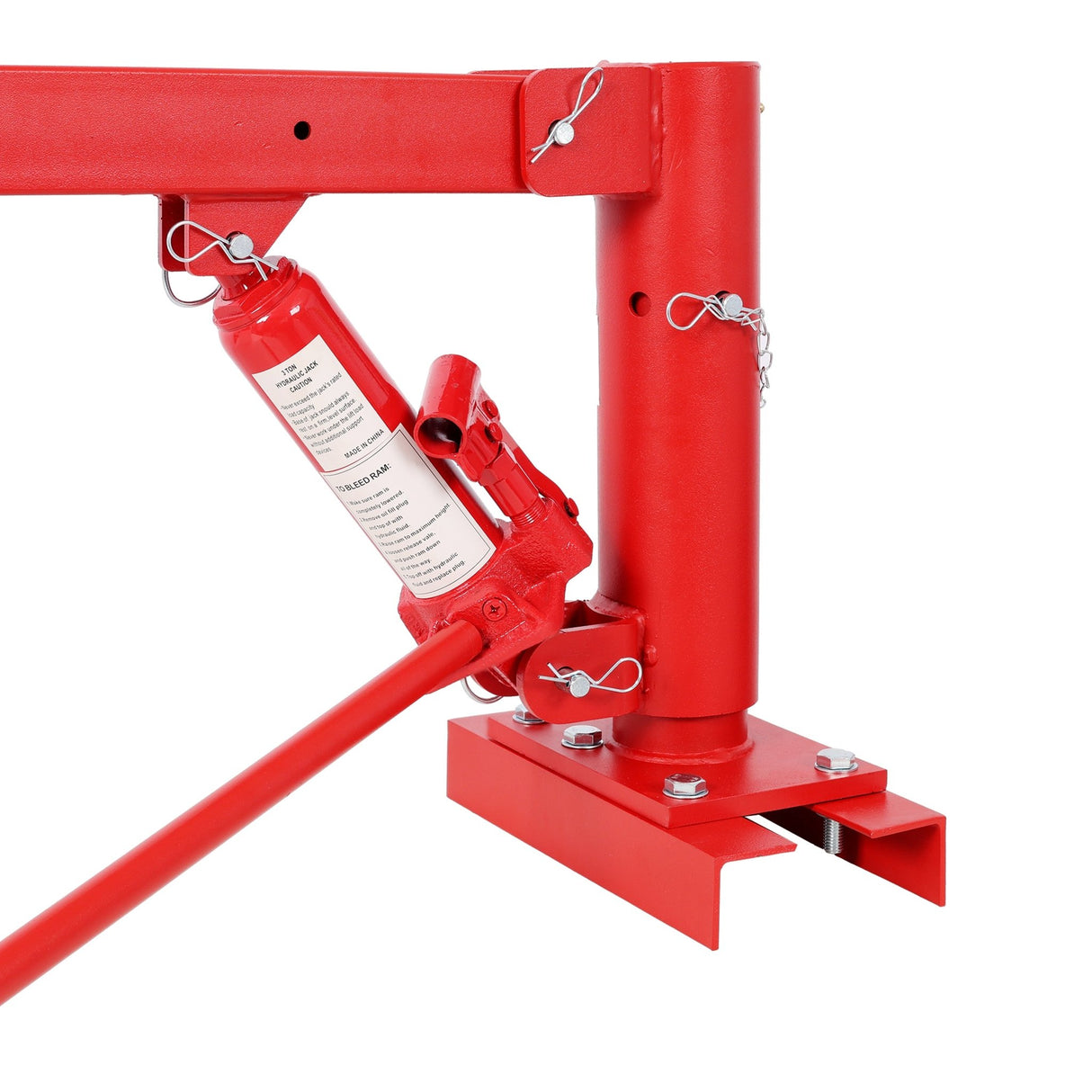 1000lbs Capacity Pickup Truck Extra Hoist Lift Load Jib Crane Extension Lock Position Swivel Base Mounted - Red - Fab Heavy Parts