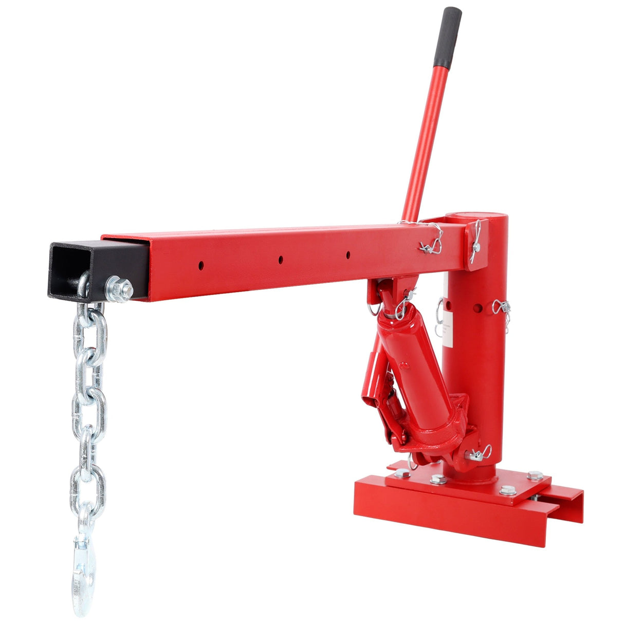 1000lbs Capacity Pickup Truck Extra Hoist Lift Load Jib Crane Extension Lock Position Swivel Base Mounted - Red - Fab Heavy Parts