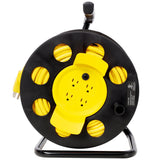 100FT Length Cable Heavy Duty Retractable Extension Cord Reel with 4pcs Outlets and Dust Cover - Fab Heavy Parts