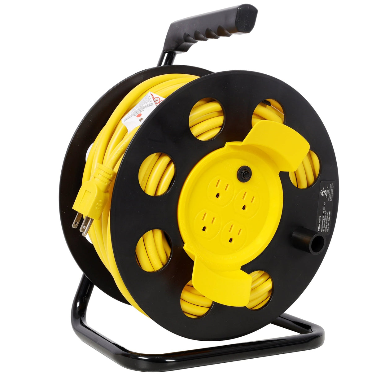 100FT Length Cable Heavy Duty Retractable Extension Cord Reel with 4pcs Outlets and Dust Cover - Fab Heavy Parts