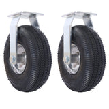 10IN Pneumatic Tire(2PCS Rigid) Caster Wheel Swivel Plate Steel Hub with Ball Bearings 5/8 - Inch Bore Centered Axle Black - Fab Heavy Parts