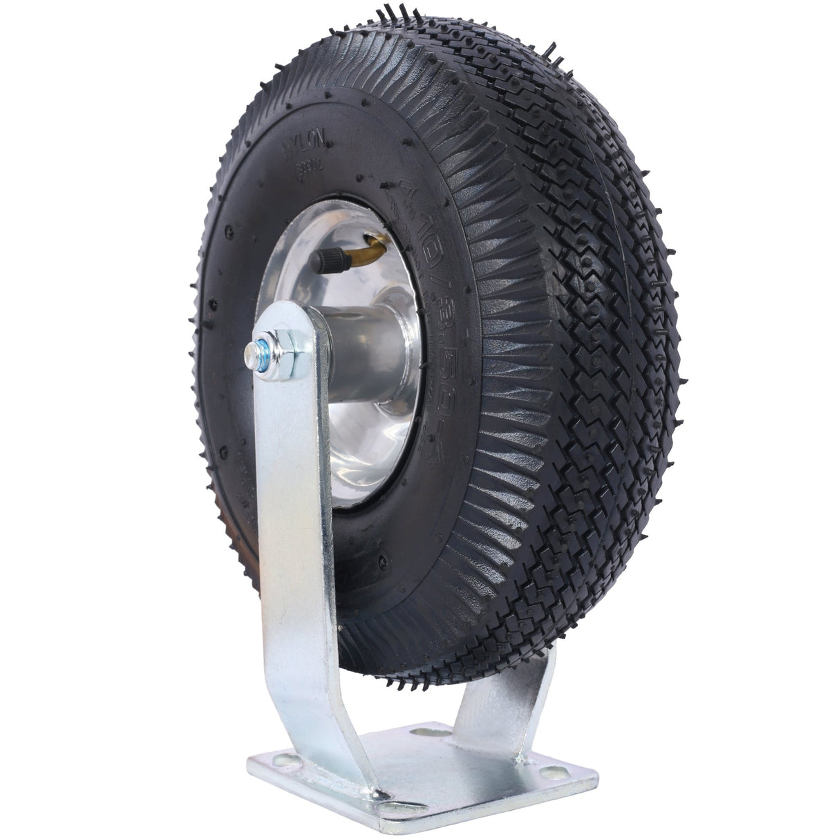 10IN Pneumatic Tire(2PCS Rigid) Caster Wheel Swivel Plate Steel Hub with Ball Bearings 5/8 - Inch Bore Centered Axle Black - Fab Heavy Parts