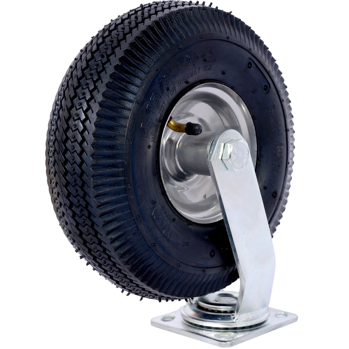 10IN Pneumatic Tire(2PCS Swivel) Caster Wheel Swivel Plate Steel Hub with Ball Bearings 5/8 - Inch Bore Centered Axle Black - Fab Heavy Parts