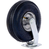 10IN Pneumatic Tire(2PCS Swivel) Caster Wheel Swivel Plate Steel Hub with Ball Bearings 5/8 - Inch Bore Centered Axle Black - Fab Heavy Parts