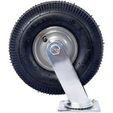 10IN Pneumatic Tire(2PCS Swivel) Caster Wheel Swivel Plate Steel Hub with Ball Bearings 5/8 - Inch Bore Centered Axle Black - Fab Heavy Parts