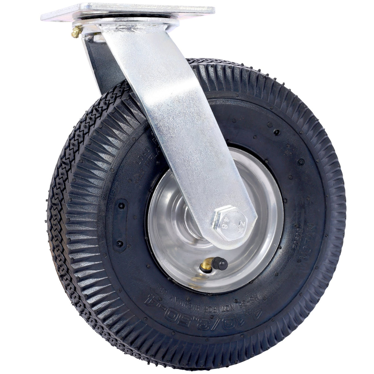 10IN Pneumatic Tire(2PCS Swivel) Caster Wheel Swivel Plate Steel Hub with Ball Bearings 5/8 - Inch Bore Centered Axle Black - Fab Heavy Parts