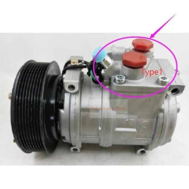 10PA17C A/C Compressor DH400539 Fits for Hitachi Excavator ZX200LC ZX250 Zaxis210F - 3 Zaxis240F - 3 Zaxis290F - 3 - Fab Heavy Parts