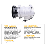 10PA17C A/C Compressor RE64024 Fits for John Deere Tractor 5055E 5065E 5075E 5200 5210 5220 5310 5320N 5400 5500 - Fab Heavy Parts