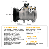 10S17C A/C Compressor 231 - 6984 2316984 Fits for Caterpillar CAT Engine 3054 3054T 3064 3066 3126 Excavator 312C 315C 318C 320C 322C 307D 313D - Fab Heavy Parts