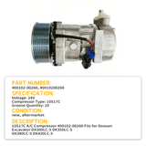 10S17C A/C Compressor 400102 - 00260 Fits for Doosan Excavator DX300LC - 5 DX350LC - 5 DX380LC - 5 DX420LC - 5 - Fab Heavy Parts