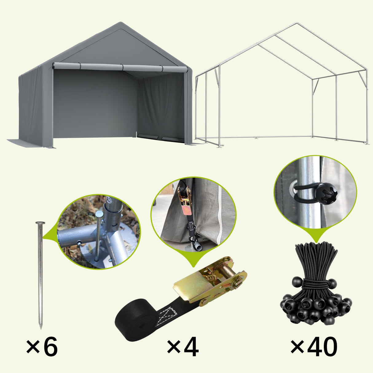 10x10ft Outdoor Storage Shed All - Weather Garden Shelter with Waterproof UV - Resistant Cover Multi - Functional Utility Cabin for Bicycle, Tool, Wood Storage - Fab Heavy Parts