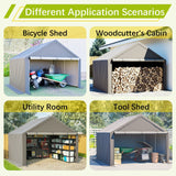 10x10ft Outdoor Storage Shed All - Weather Garden Shelter with Waterproof UV - Resistant Cover Multi - Functional Utility Cabin for Bicycle, Tool, Wood Storage - Fab Heavy Parts