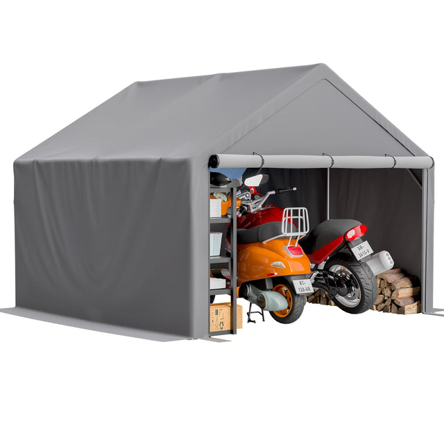 10x10ft Outdoor Storage Shed All - Weather Garden Shelter with Waterproof UV - Resistant Cover Multi - Functional Utility Cabin for Bicycle, Tool, Wood Storage - Fab Heavy Parts