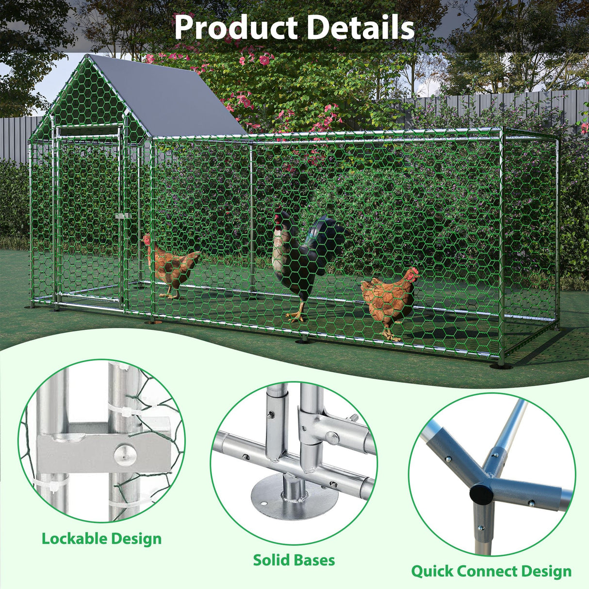 10x3FT Metal Chicken Coop with Cover - Fab Heavy Parts