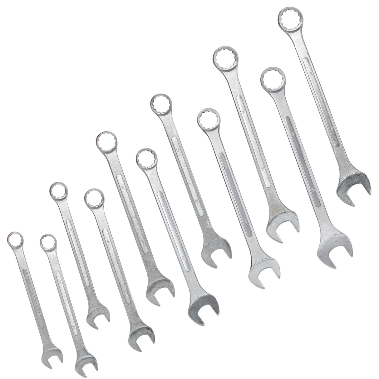 11 PCS Metric Jumbo Combination Wrench Set Extra Large, MM 34, 35, 36, 38, 40, 41, 42, 44, 46, 48, 50mm - Chrome Plated - Fab Heavy Parts