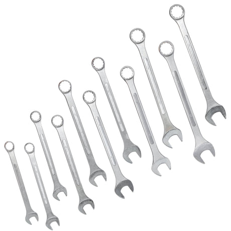11 PCS Metric Jumbo Combination Wrench Set Extra Large, MM 34, 35, 36, 38, 40, 41, 42, 44, 46, 48, 50mm - Chrome Plated - Fab Heavy Parts