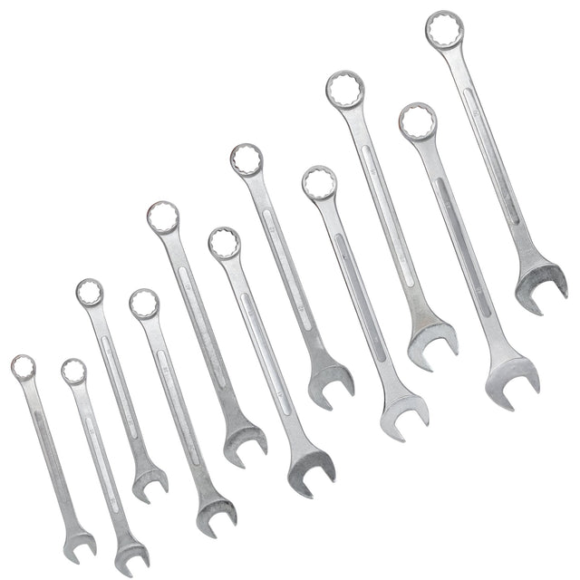11 PCS Metric Jumbo Combination Wrench Set Extra Large, MM 34, 35, 36, 38, 40, 41, 42, 44, 46, 48, 50mm - Chrome Plated - Fab Heavy Parts