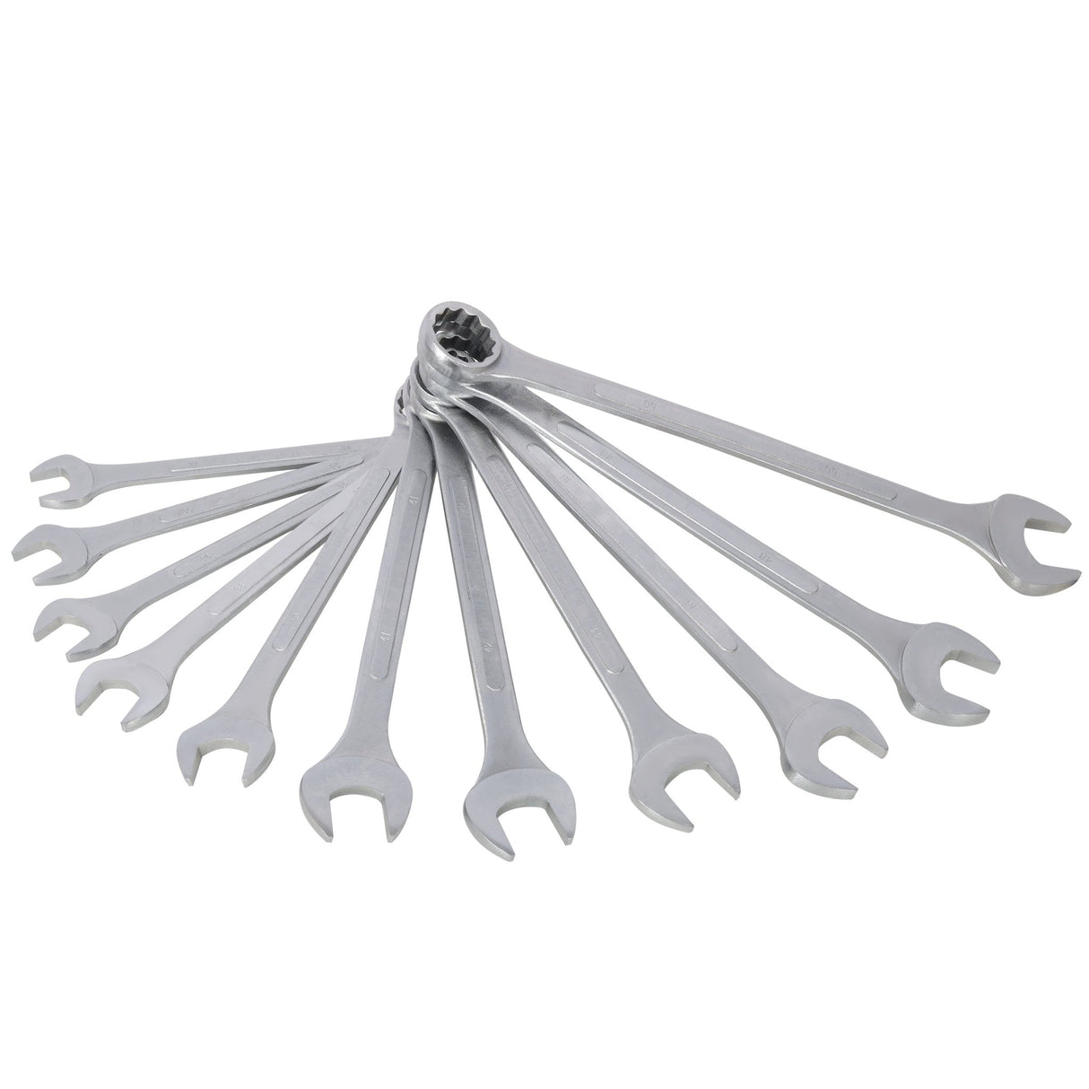11 PCS Metric Jumbo Combination Wrench Set Extra Large, MM 34, 35, 36, 38, 40, 41, 42, 44, 46, 48, 50mm - Chrome Plated - Fab Heavy Parts