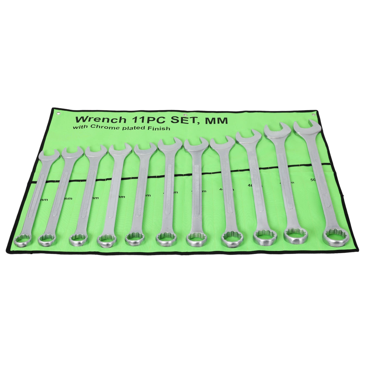 11 PCS Metric Jumbo Combination Wrench Set Extra Large, MM 34, 35, 36, 38, 40, 41, 42, 44, 46, 48, 50mm - Chrome Plated - Fab Heavy Parts