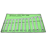 11 PCS Metric Jumbo Combination Wrench Set Extra Large, MM 34, 35, 36, 38, 40, 41, 42, 44, 46, 48, 50mm - Chrome Plated - Fab Heavy Parts