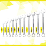 11 PCS SAE Jumbo Combination Wrench Set Extra Large SAE 1-5/16", 1-3/8", 1-7/16", 1-1/2", 1-9/16", 1-5/8", 1-11/16", 1-3/4", 1-13/16", 1-7/8", 2" Chrome Plated - Fab Heavy Parts