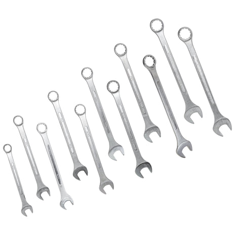 11 PCS SAE Jumbo Combination Wrench Set Extra Large SAE 1-5/16", 1-3/8", 1-7/16", 1-1/2", 1-9/16", 1-5/8", 1-11/16", 1-3/4", 1-13/16", 1-7/8", 2" Chrome Plated - Fab Heavy Parts