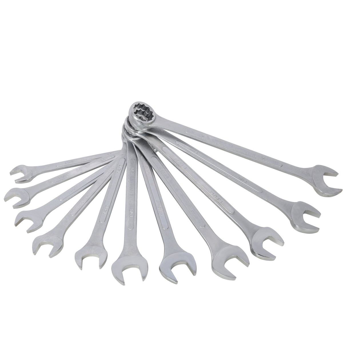 11 PCS SAE Jumbo Combination Wrench Set Extra Large SAE 1-5/16", 1-3/8", 1-7/16", 1-1/2", 1-9/16", 1-5/8", 1-11/16", 1-3/4", 1-13/16", 1-7/8", 2" Chrome Plated - Fab Heavy Parts