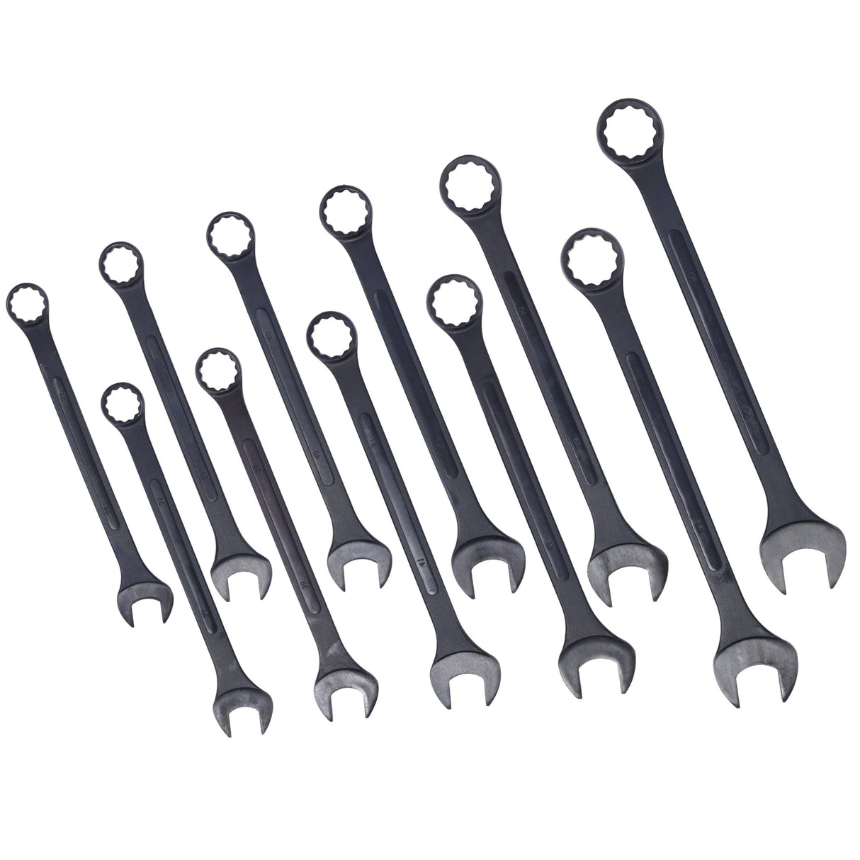 11 Piece Jumbo Combination Wrench Set Metric 1 - 5/16'' to 2'' Black Oxide with Pouch - Fab Heavy Parts