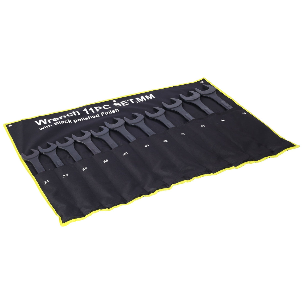 11 Piece Jumbo Combination Wrench Set Metric 1 - 5/16'' to 2'' Black Oxide with Pouch - Fab Heavy Parts